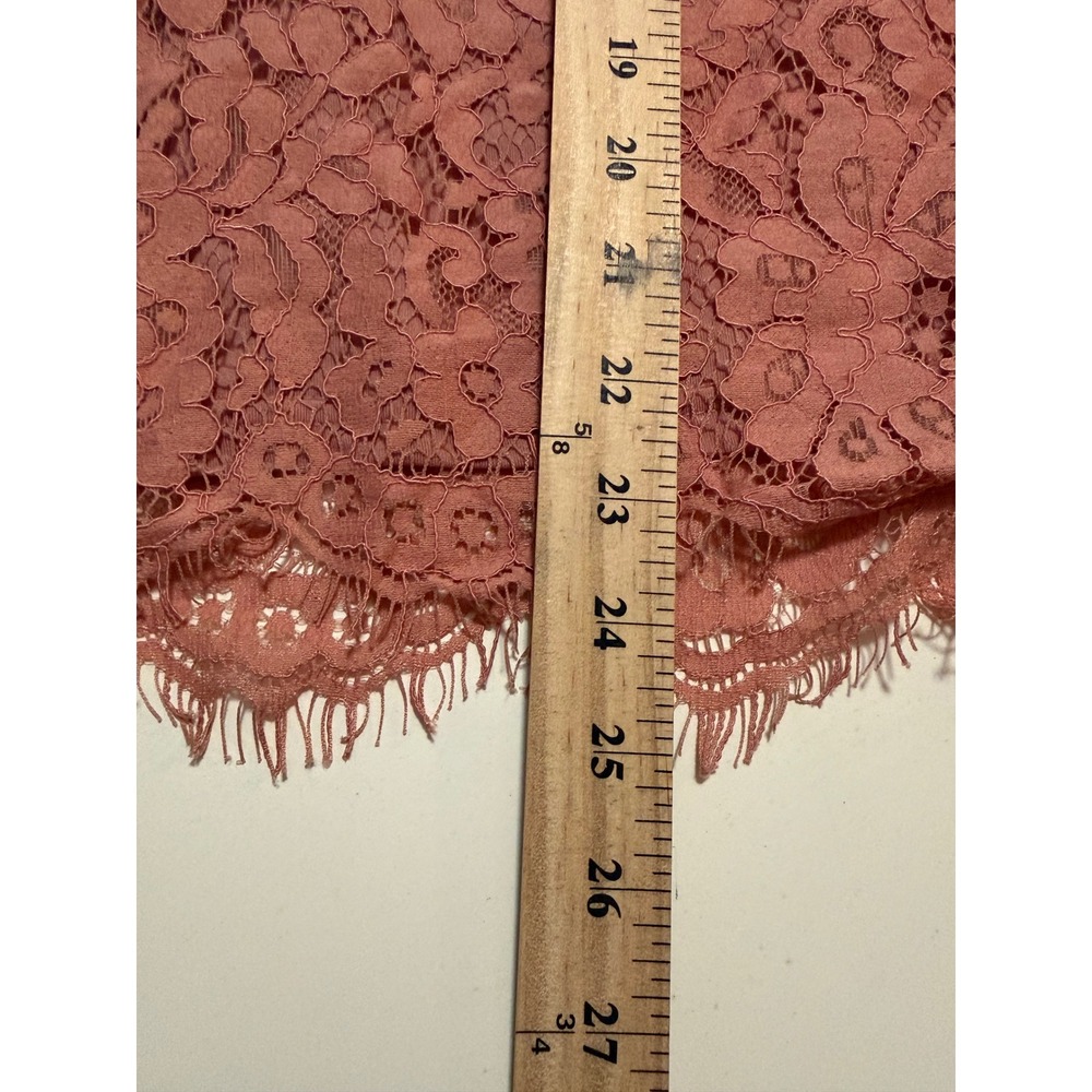 Rachel Zoe Blouse Womens Medium Coral Pink Floral Lace Button Up Long Sleeve Top - Picture 8 of 9